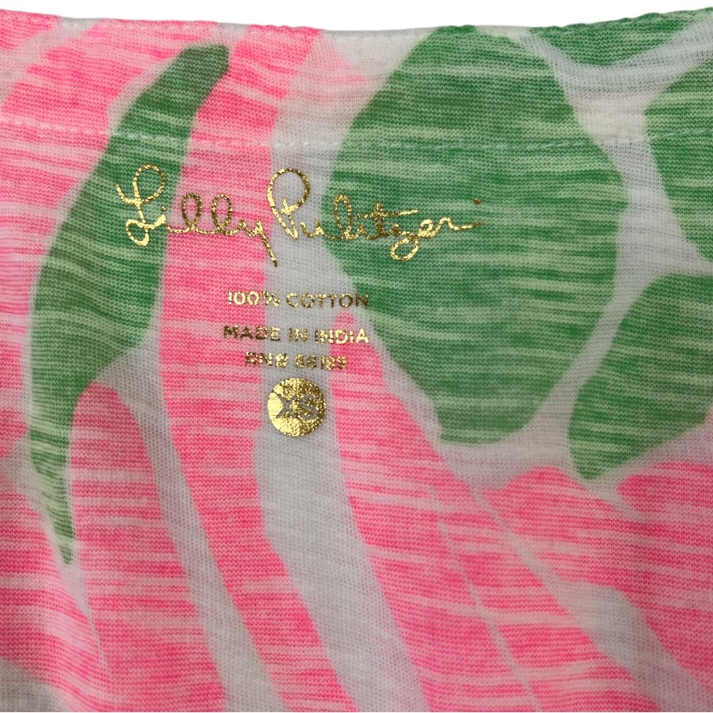 Lilly Pulitzer Bonita Cover Up Dress Tunic V Neck Mini Cotton Pink Green XS - Picture 5 of 10